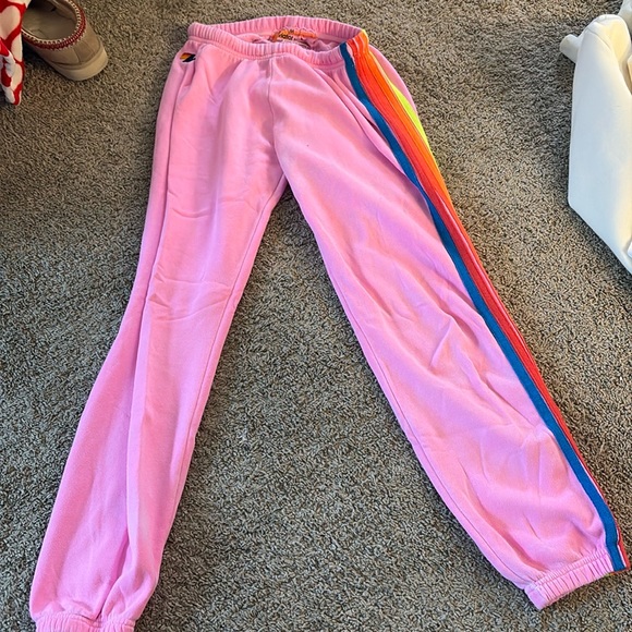 Aviator Nation Pants - Aviator Nation 5 stripe sweat pants- pink